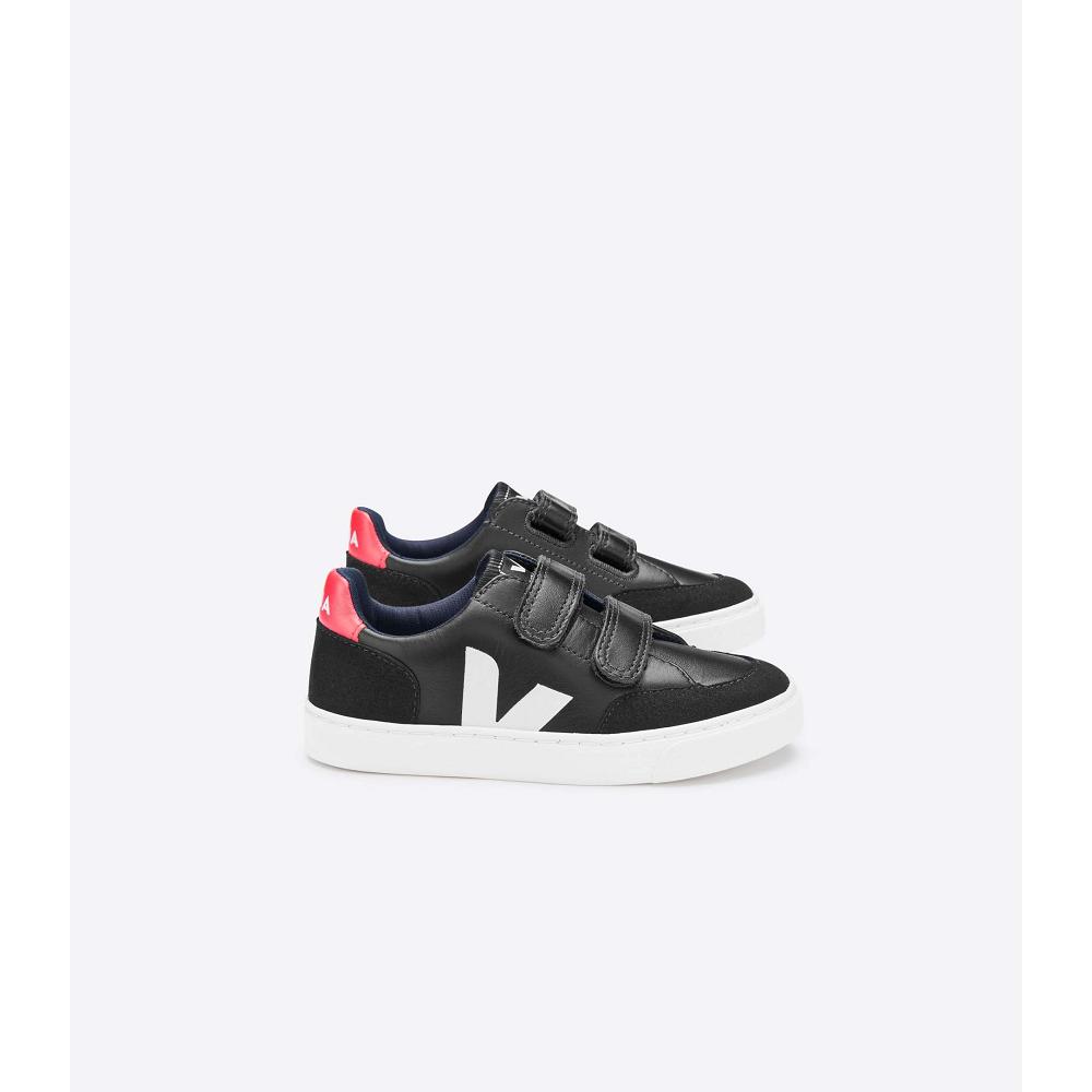 Veja V-12 LEATHER Tenisky Detske Black/White | SK 870QMA